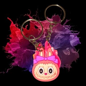 Pink Cute Bunny Face Kids Keychain